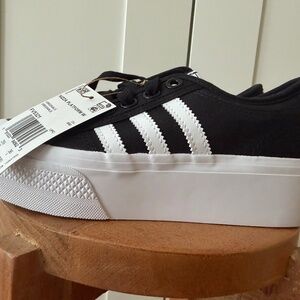 WOMENS NEW ADIDAS NIZZA PLATFORM SHOES SNEAKERS BLACK